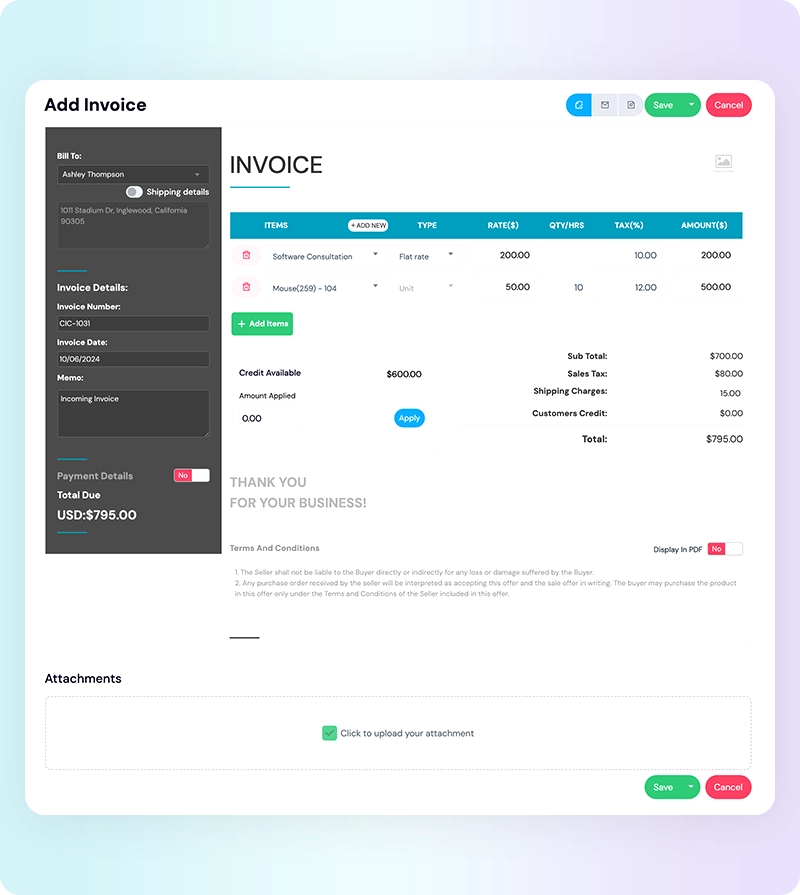 customer invoice